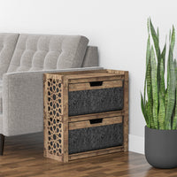 Thumbnail for Arabic Side Table, End Table 2 Drawers [2 LARGE BLACK BINS]