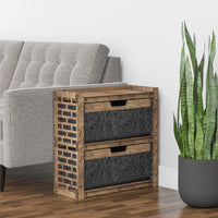 Thumbnail for Brickwall Side Table, End Table 2 Drawers [2 LARGE BLACK BINS]