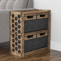 Thumbnail for Honeycomb Side Table, End Table 4 Drawers [4 SMALL BLACK BIN]