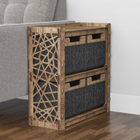 Thumbnail for Crystals Side Table, End Table 4 Drawers [4 SMALL BLACK BINS]