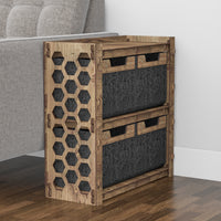 Thumbnail for Honeycomb Side Table, End Table 4 Drawers [4 SMALL BLACK BIN]