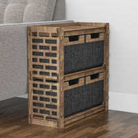 Thumbnail for Brickwall Side Table, End Table 4 Drawers [4 SMALL BLACK BINS]