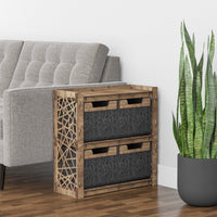 Thumbnail for Crystals Side Table, End Table 4 Drawers [4 SMALL BLACK BINS]