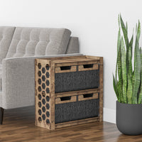 Thumbnail for Honeycomb Side Table, End Table 4 Drawers [4 SMALL BLACK BIN]