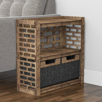 Thumbnail for Brickwall Side Table, End Table 2 Drawers [2 SMALL BLACK BINS]