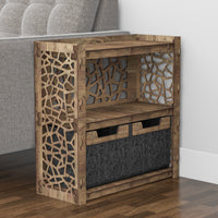 Thumbnail for Stones Side Table, End Table 2 Drawers [2 SMALL BLACK BIN]