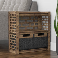 Thumbnail for Brickwall Side Table, End Table 2 Drawers [2 SMALL BLACK BINS]