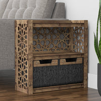 Thumbnail for Arabic Side Table, End Table 2 Drawers [2 SMALL BLACK BINS]