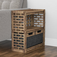 Thumbnail for Brickwall Side Table, End Table 2 Drawers [2 SMALL BLACK BINS]