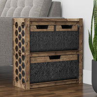 Thumbnail for Honeycomb Side Table, End Table 3 Drawers [1L 2S BLACK BIN]