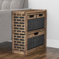 Thumbnail for Brickwall Side Table, End Table 3 Drawers [1L 2S BLACK BINS]