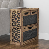 Thumbnail for Arabic Side Table, End Table 3 Drawers [1L 2S BLACK BINS]