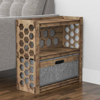 Thumbnail for Honeycomb Side Table, End Table 1 Drawer [1 LARGE GRAY BIN]