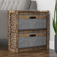 Thumbnail for Arabic Side Table, End Table 2 Drawers [2 LARGE GRAY BINS]