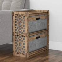 Thumbnail for Arabic Side Table, End Table 2 Drawers [2 LARGE GRAY BINS]