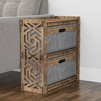 Thumbnail for Solar Side Table, End Table 2 Drawers [2 LARGE GRAY BINS]