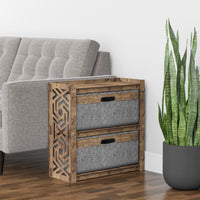 Thumbnail for Solar Side Table, End Table 2 Drawers [2 LARGE GRAY BINS]