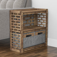 Thumbnail for Brickwall Side Table, End Table 2 Drawers [2 SMALL GRAY BINS]