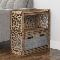 Thumbnail for Stones Side Table, End Table 2 Drawers [2 SMALL GRAY BIN]