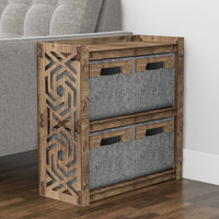 Thumbnail for Solar Side Table, End Table 4 Drawers [4 SMALL GRAY BINS]