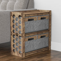 Thumbnail for Honeycomb Side Table, End Table 4 Drawers [4 SMALL GRAY BINS]