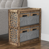 Thumbnail for Stones Side Table, End Table 4 Drawers [4 SMALL GRAY BIN]