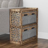 Thumbnail for Stones Side Table, End Table 4 Drawers [4 SMALL GRAY BIN]