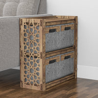 Thumbnail for Arabic Side Table, End Table 4 Drawers [4 SMALL GRAY BINS]