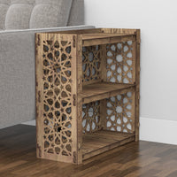 Thumbnail for Arabic Side Table, End Table 2 Drawers [2 SMALL GRAY BINS]