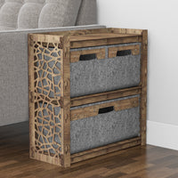 Thumbnail for Stones Side Table, End Table 3 Drawers [1L 2S GRAY BIN]