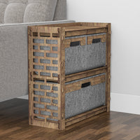 Thumbnail for Brickwall Side Table, End Table 3 Drawers [1L 2S GRAY BINS]