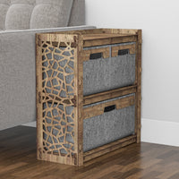 Thumbnail for Stones Side Table, End Table 3 Drawers [1L 2S GRAY BIN]