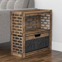 Thumbnail for Brickwall Side Table, End Table 1 Drawer [1 LARGE BLACK BIN]