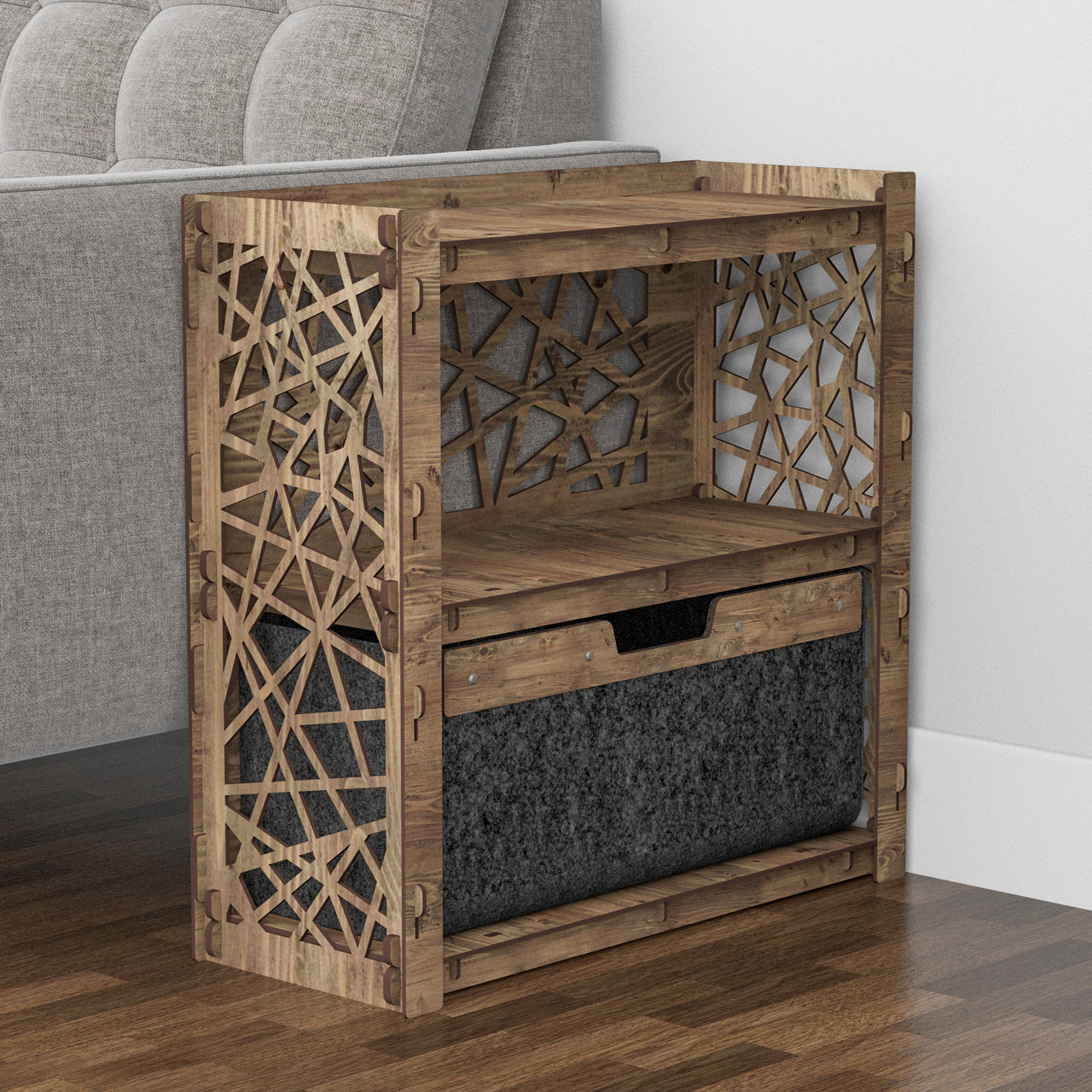 Crystals Side Table, End Table 1 Drawer [1 LARGE BLACK BIN]