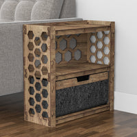 Thumbnail for Honeycomb Side Table, End Table 1 Drawer [1 LARGE BLACK BIN]