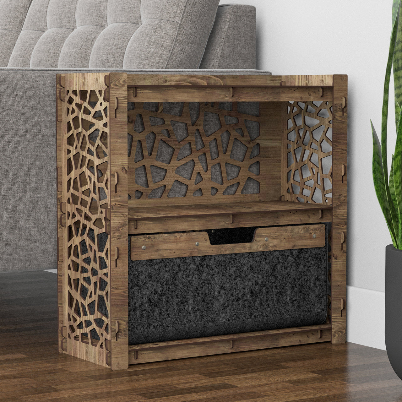 Stones Side Table, End Table 1 Drawer [1 LARGE BLACK BIN]