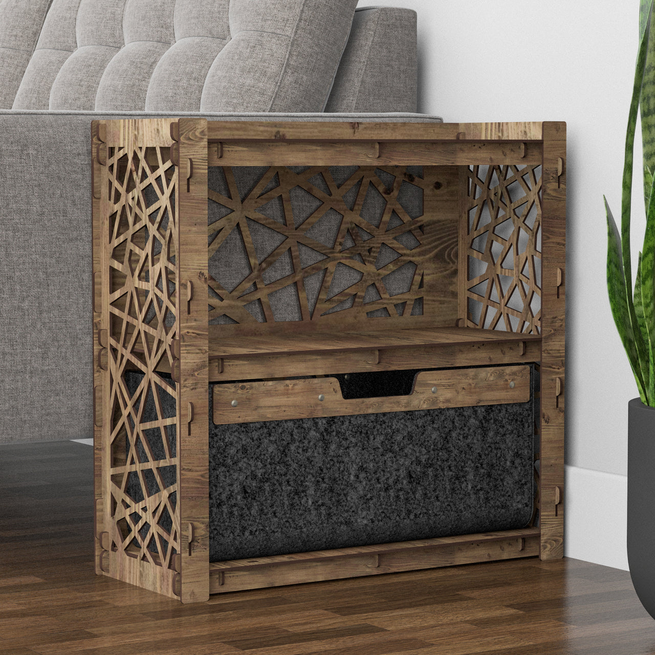 Crystals Side Table, End Table 1 Drawer [1 LARGE BLACK BIN]