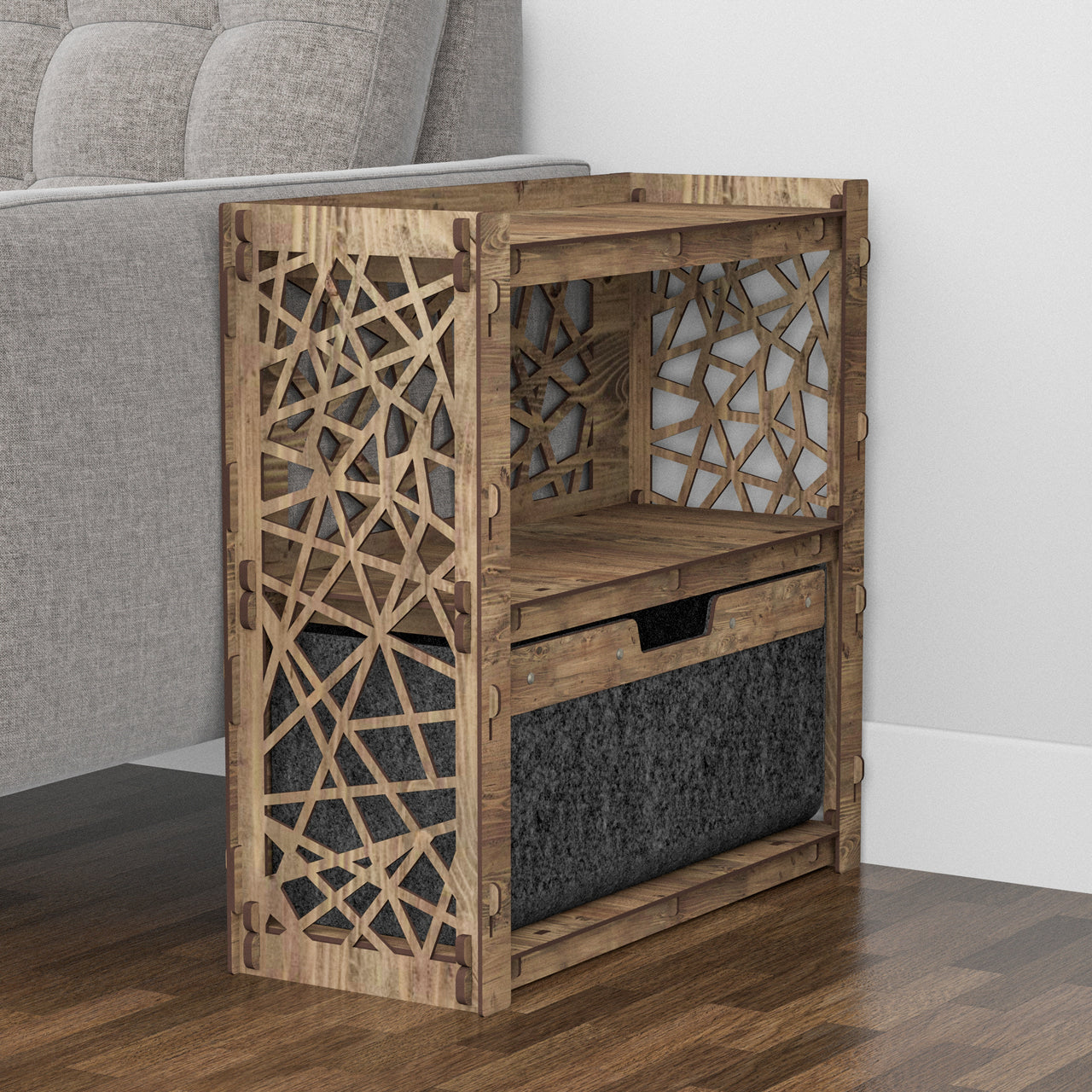 Crystals Side Table, End Table 1 Drawer [1 LARGE BLACK BIN]