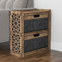 Thumbnail for Arabic Side Table, End Table 2 Drawers [2 LARGE BLACK BINS]