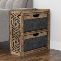 Thumbnail for Solar Side Table, End Table 2 Drawers [2 LARGE BLACK BINS]