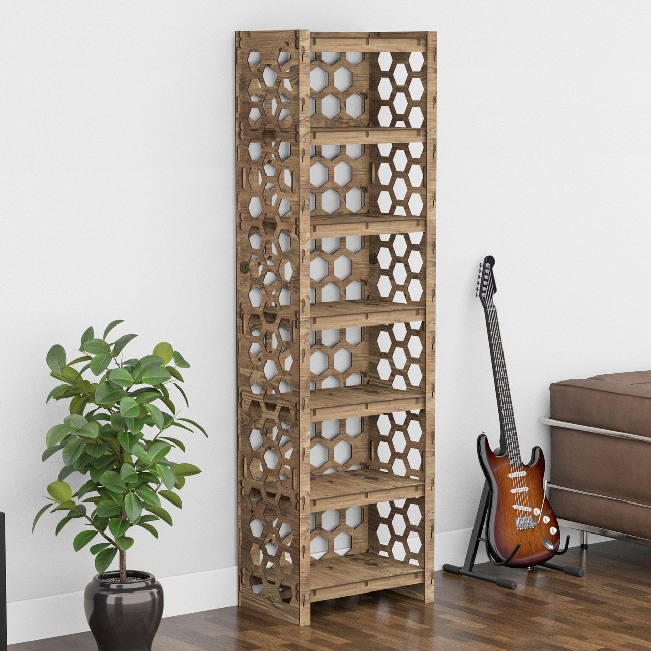 Honeycomb Tall 12 Drawer Storage Tower [12 SMALL BLACK BINS]