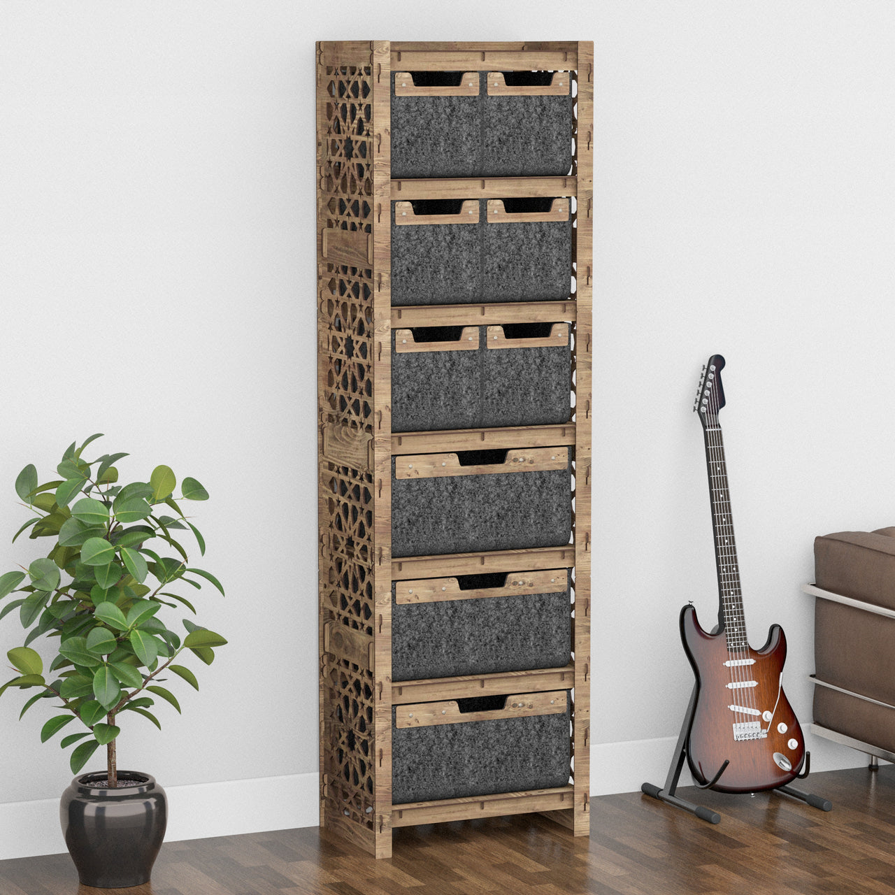 Arabic Tall 9 Drawer Storage Tower [3L 6S BLACK BINS]