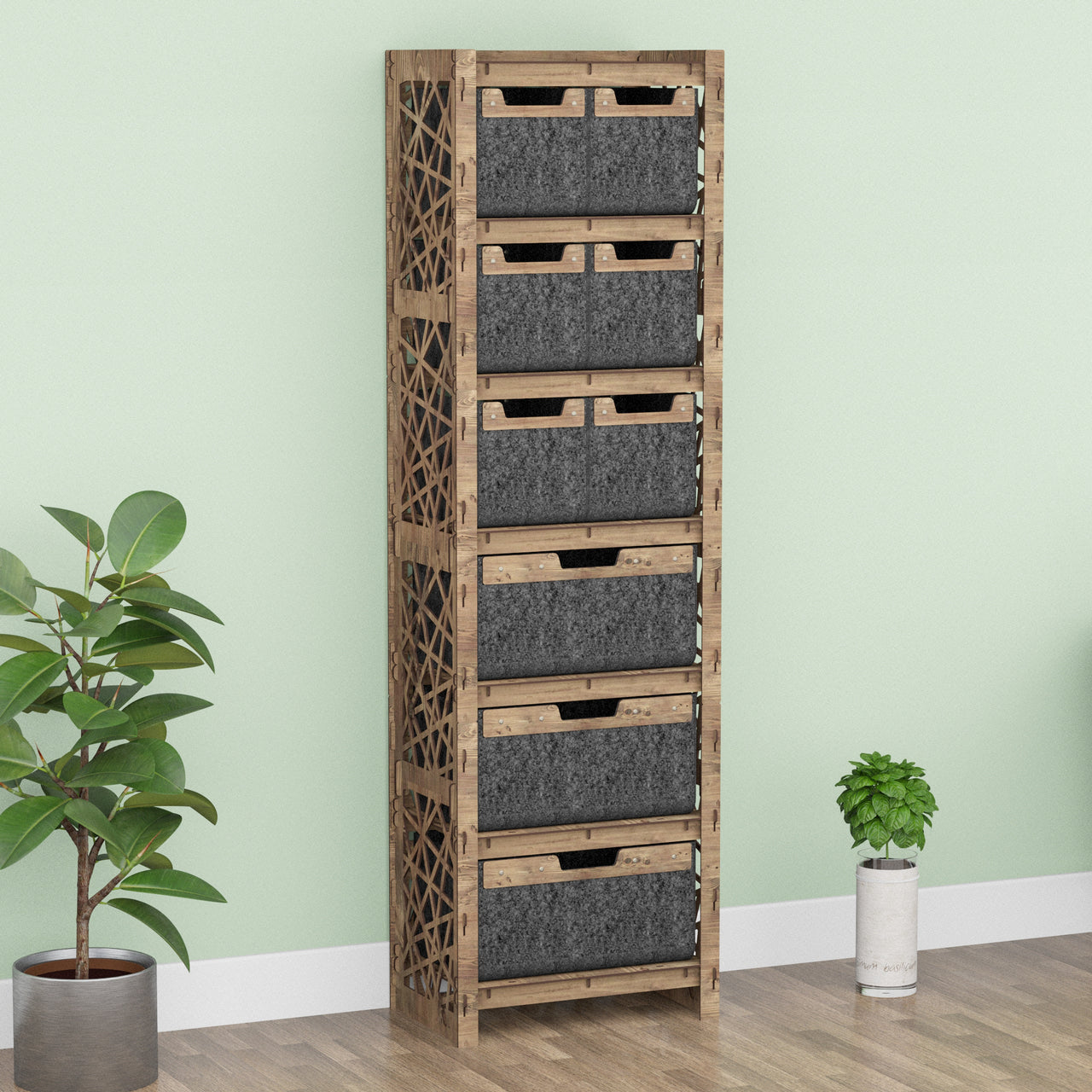 Crystals Tall 9 Drawer Storage Tower [3L 6S BLACK BINS]