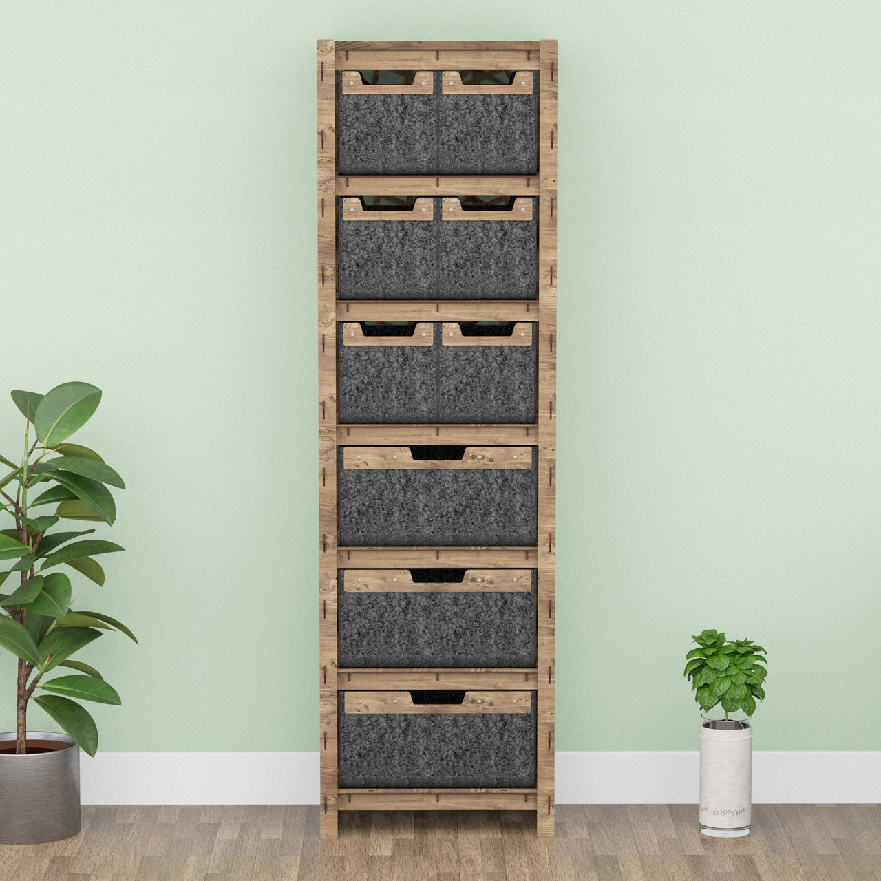 Crystals Tall 9 Drawer Storage Tower [3L 6S BLACK BINS]