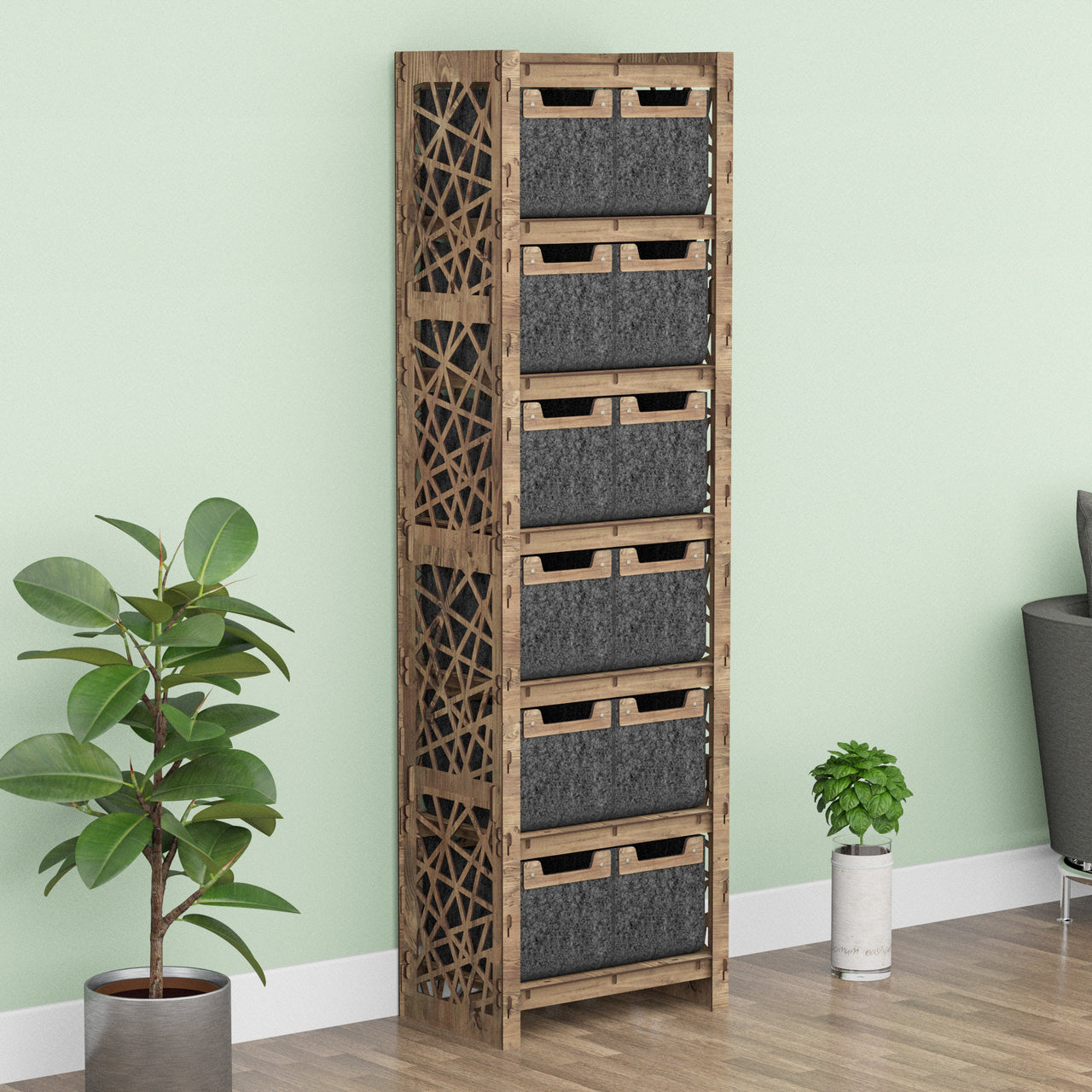 Crystals Tall 12 Drawer Storage Tower [12 SMALL BLACK BINS]