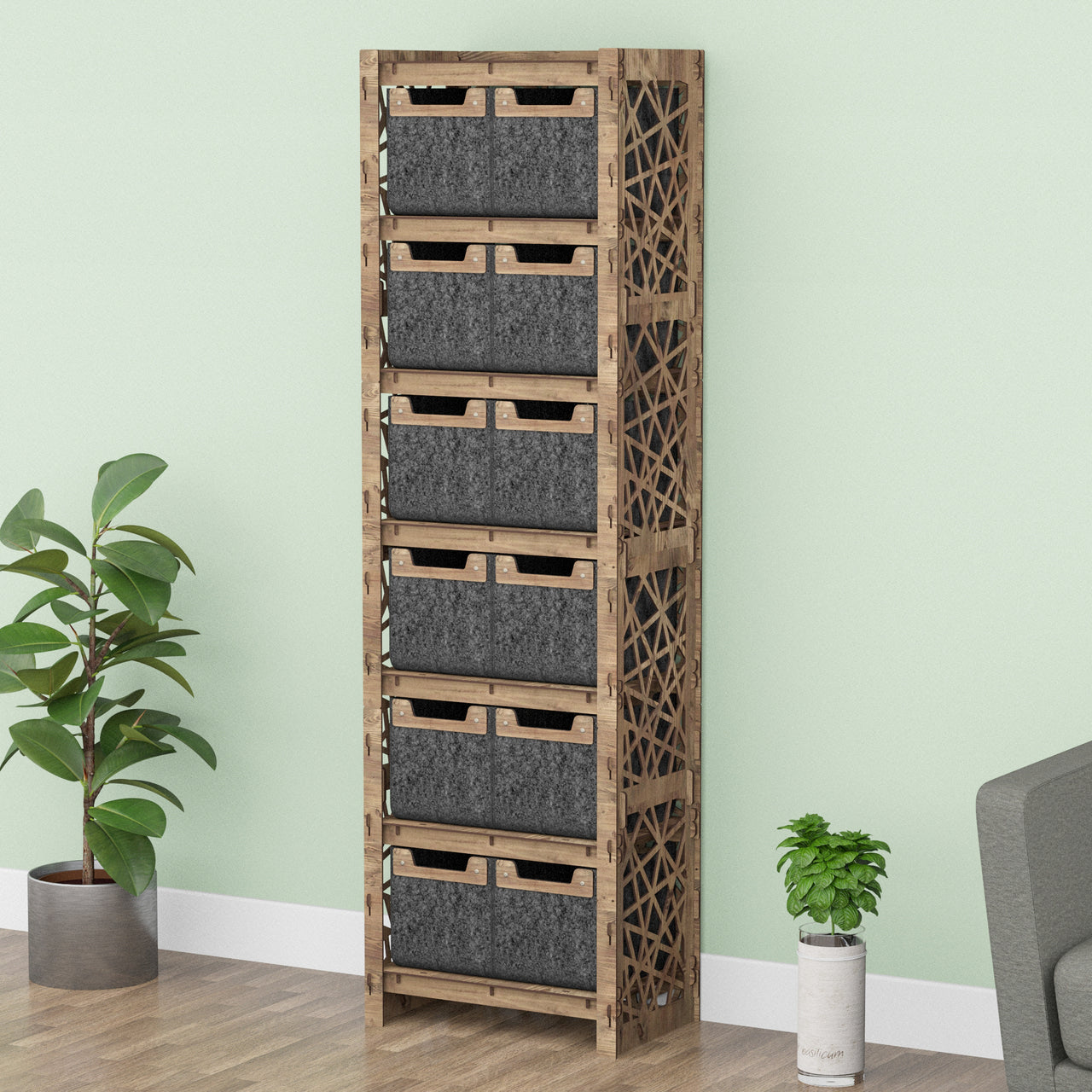 Crystals Tall 12 Drawer Storage Tower [12 SMALL BLACK BINS]