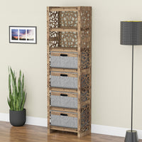 Thumbnail for Stones Tall 4 Drawer Storage Tower [4 LARGE GRAY BINS]