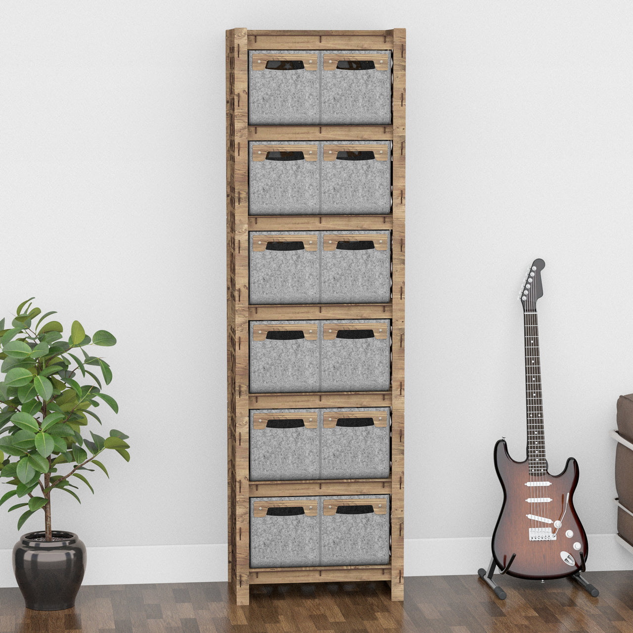 Arabic Tall 12 Drawer Storage Tower [12 SMALL GRAY BINS]