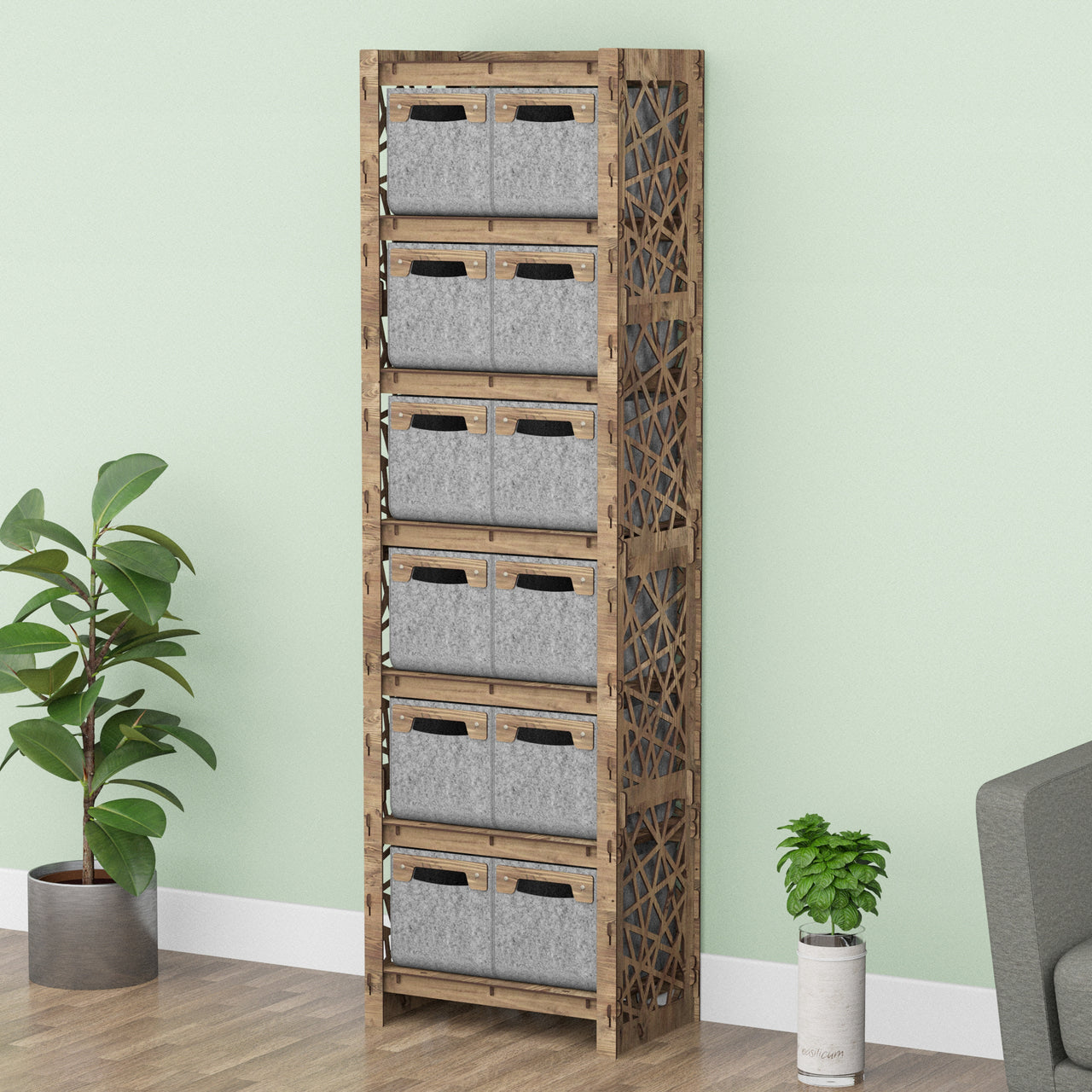 Crystals Tall 12 Drawer Storage Tower [12 SMALL GRAY BINS]