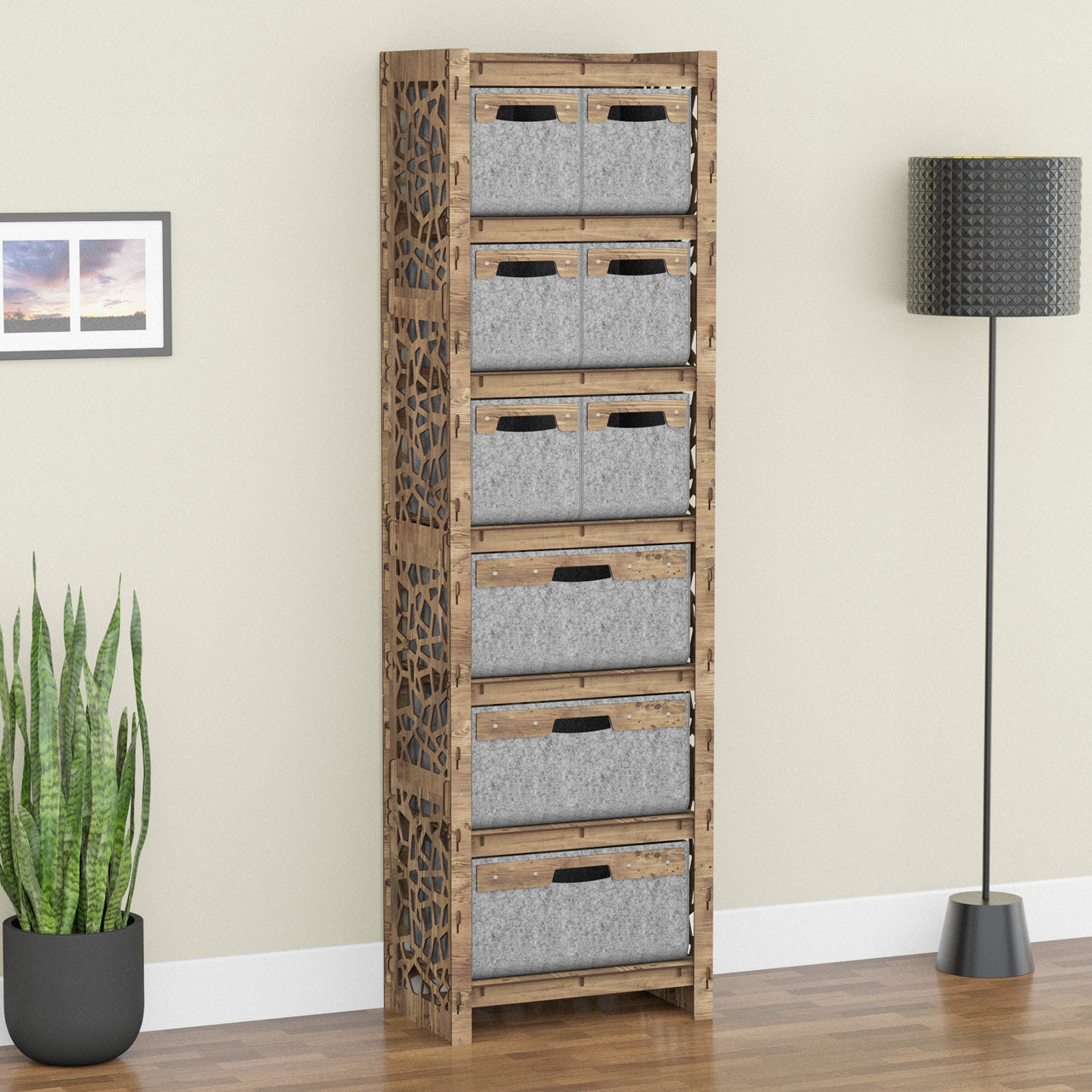 Stones Tall 9 Drawer Storage Tower [3L 6S GRAY BINS]